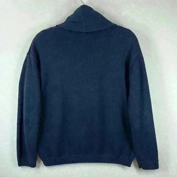 Calvin Klein Jeans Pullover Sweater Women’s Medium Navy Cowl Neck Cotton Blend - Picture 4 of 11